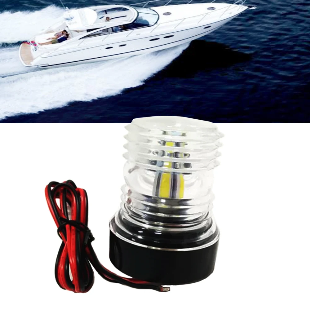 New White 12V 5500-6300K ABS LED All Round 360 Degree Navigation Anchor Lamp Marine Boat Yacht Light Navigation Anchor Light