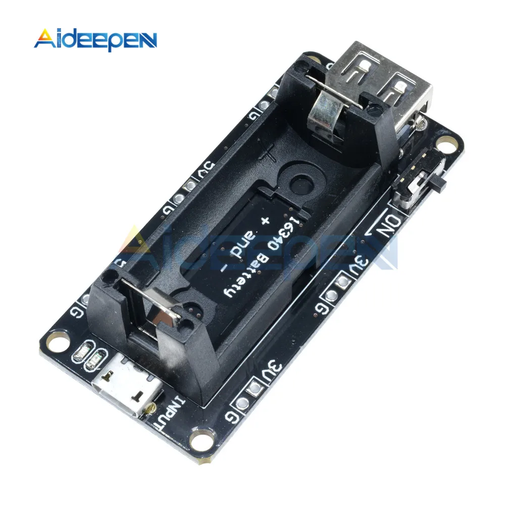 16340 Rechargeable Lithium Battery Charger Shield Board ESP8266 ESP32 Power Bank Module Dual Output 3.3V 5V For Arduino