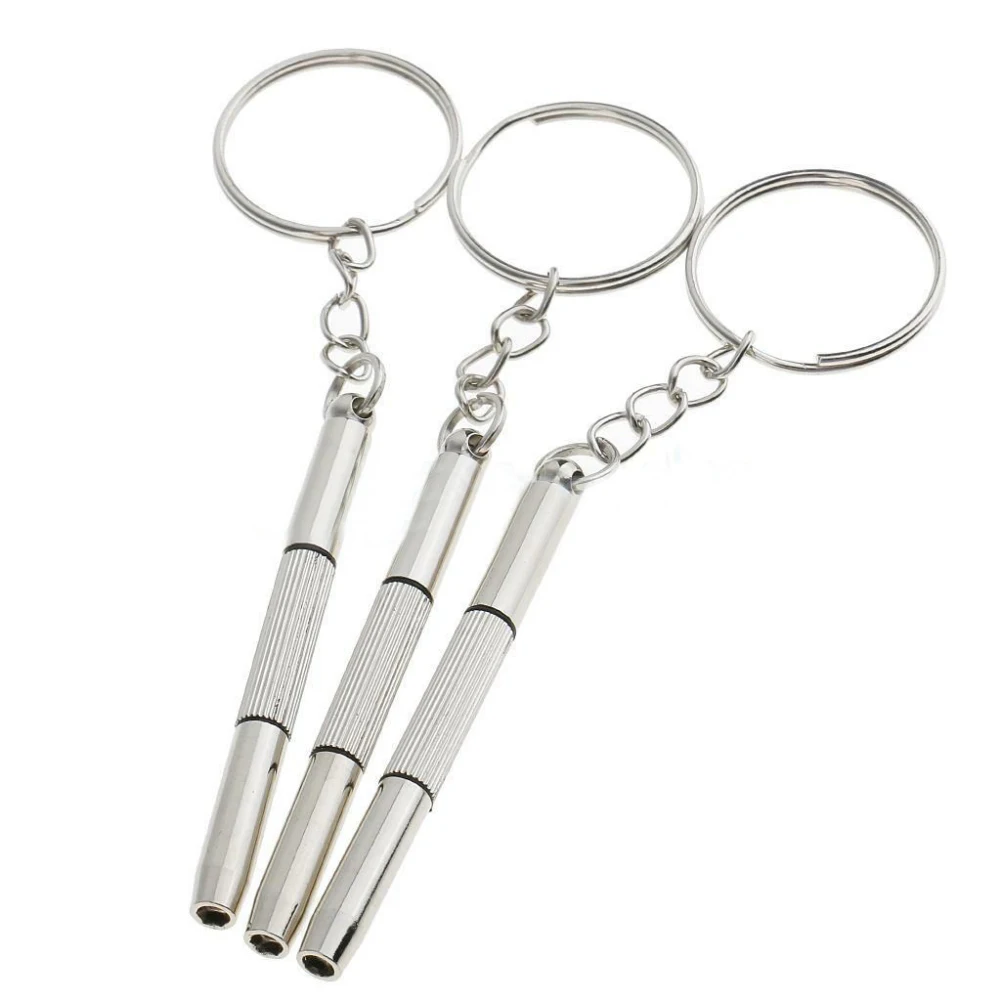 100Pcs Multifunction 3 in 1 Eyeglasses Screwdrivers Key chain Repair Tools Keychains Fashion Jewelry