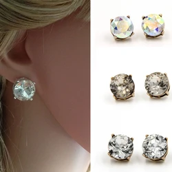 Vintage Jewelry Modern&Minimalism Female Retro Alloy Many Sections Glass Dot Stud Earrings