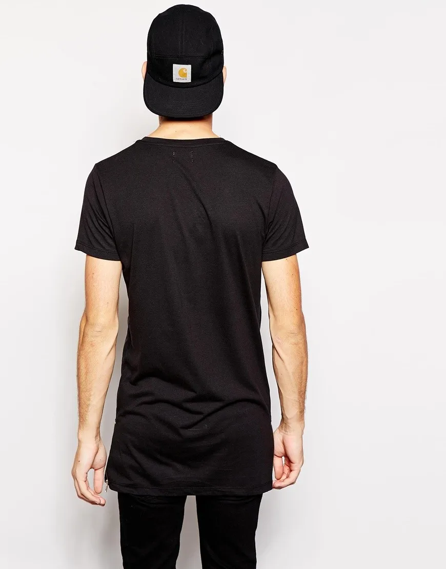 2024 MRMT Brand New Clothing Mens Long T Shirt Hip Hop Extra Longline T-Shirt For Male Tshirt Zipper Man Leisure T Shirts