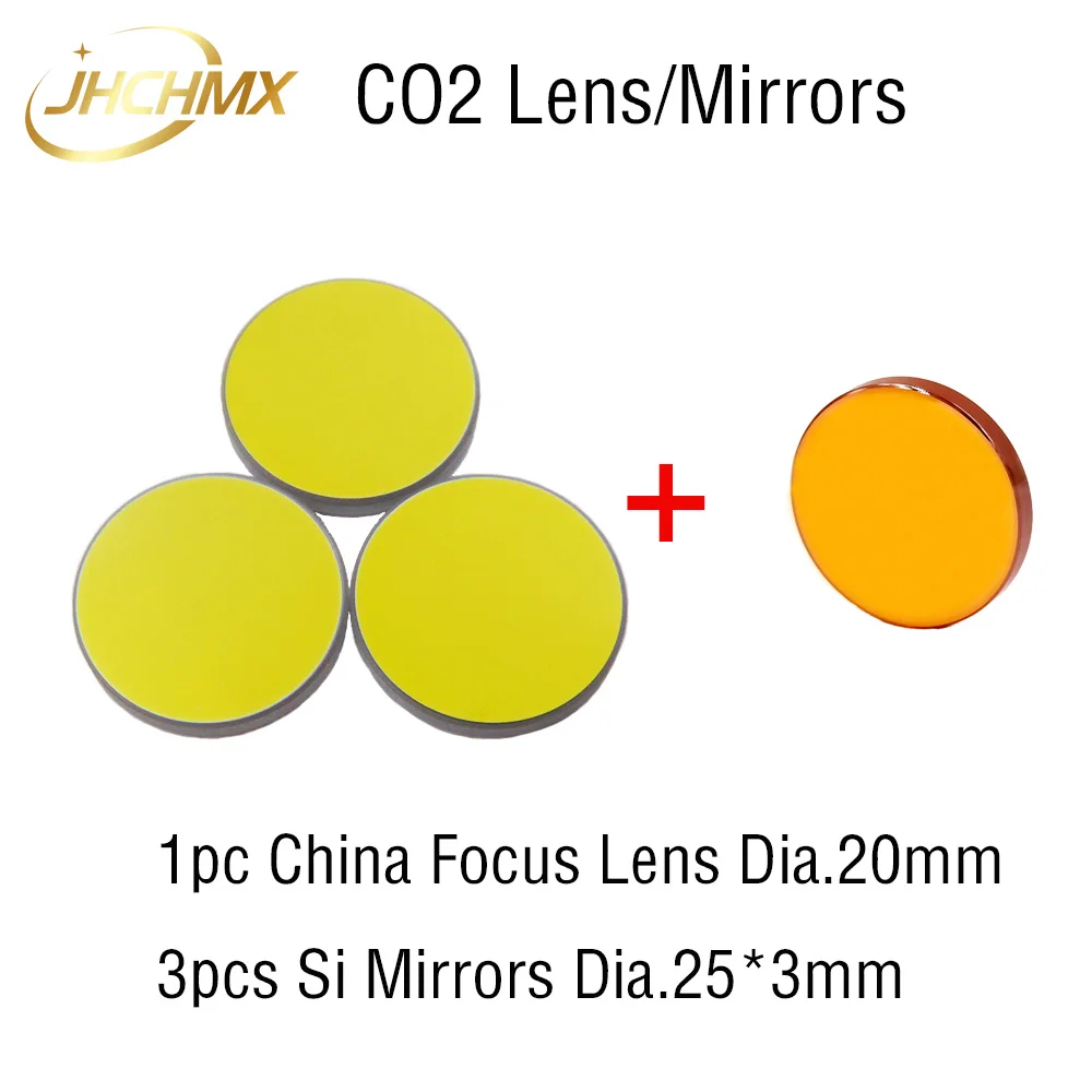 JHCHMX CO2 เลเซอร์ชุดติดตั้ง + 1pc เลนส์โฟกัส + 3pcs Dia.25 Si กระจกสะท้อนแสงสำหรับ co2 เครื่องแกะสลัก