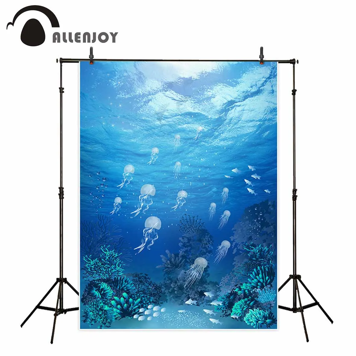 Allenjoy The underwater world jellyfish and coral and fish background for children photocall fund child photography