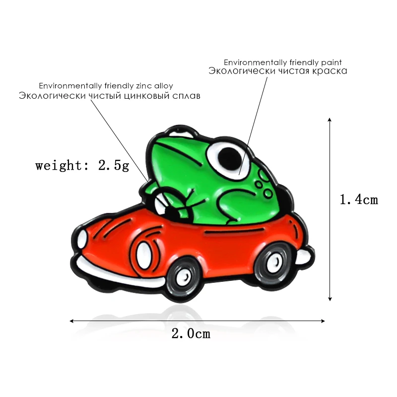 Cartoon Frog Racing Brooch Frog in a Car Earthbound Enamel Pins Leather Sweater T-shirt Personality Badge Kids Car Lovers Gifts image 2
