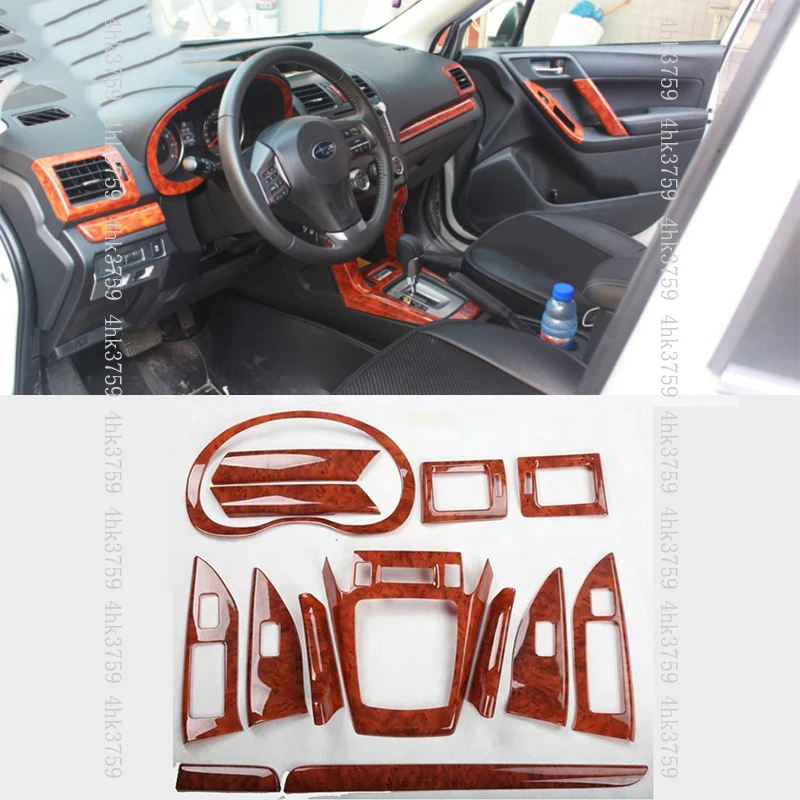 

14PCS For Subaru Forester 2013-15 Peach Wood Grain trim cover Forming frame decoration Car styling