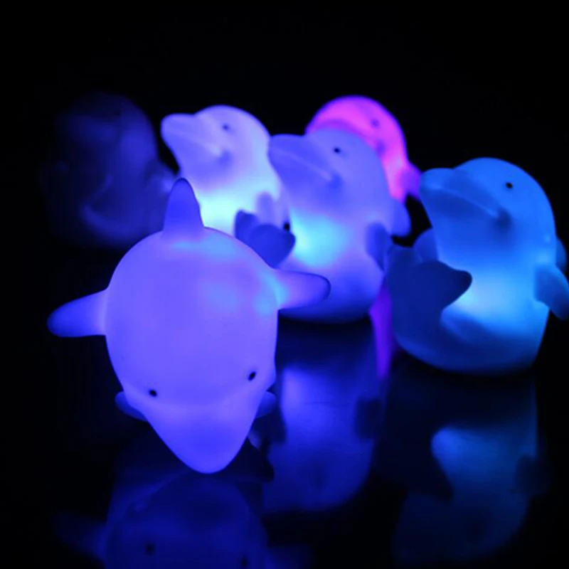 LED Night Light Cute Dolphin 7 Changing Colors Led Letter Kids Lamp Kids Gift Home Party Children Christmas Decoration