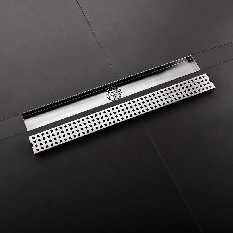 Solid stainless steel 60cm Fast flow Rectangular linear anti-odor floor drain bathroom hardware shower room drainer