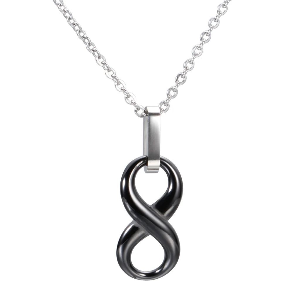 Infinity Eight Shinning Pendant Jewelry Sets Simple Style White Black Ceramic Necklace&Earring Set