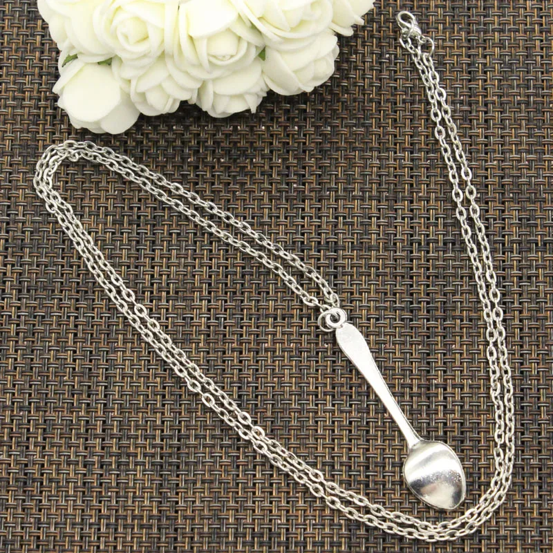 New Fashion Tibetan Silver Color Pendant Spoon Choker Charm Short Long DIY Necklace Factory Price Handmade Jewelry