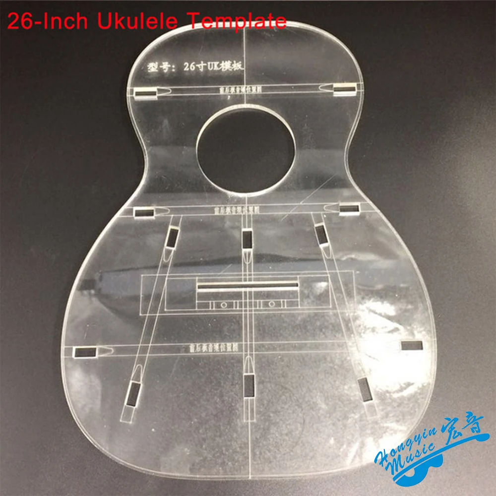 26 pollici Ukulele Trasparente Acrilico Modello di Piccola Chitarra A quattro Corde Realizzazione di Stampi Aspetto Foro di Risonanza del Suono