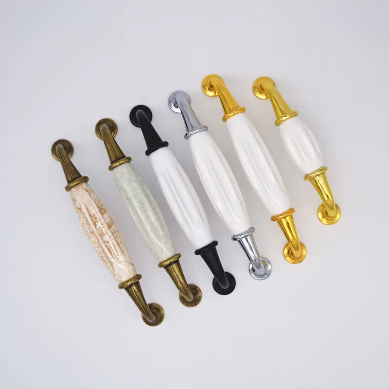 White Ceramic Furniture Handles Drawer Pulls Closet Handle Kitchen Cabinet Handles Gold