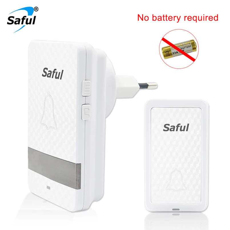 

Saful Self-powered Door Bell Wireless Full Waterproof Ring EU/US/AU/UK 150M Long Range No Battery Electric Smart Hone Doorbell