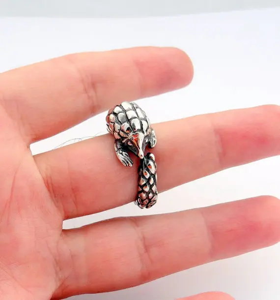 Unique Handmade Pangolin Ring Retro Animal Jewelry Pet Lovers Gift Idea