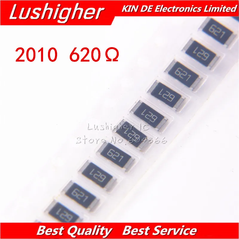 100PCS 2010 SMD Resistor 3/4W 5% 1R 620 Ohm 620ohm marking: 621