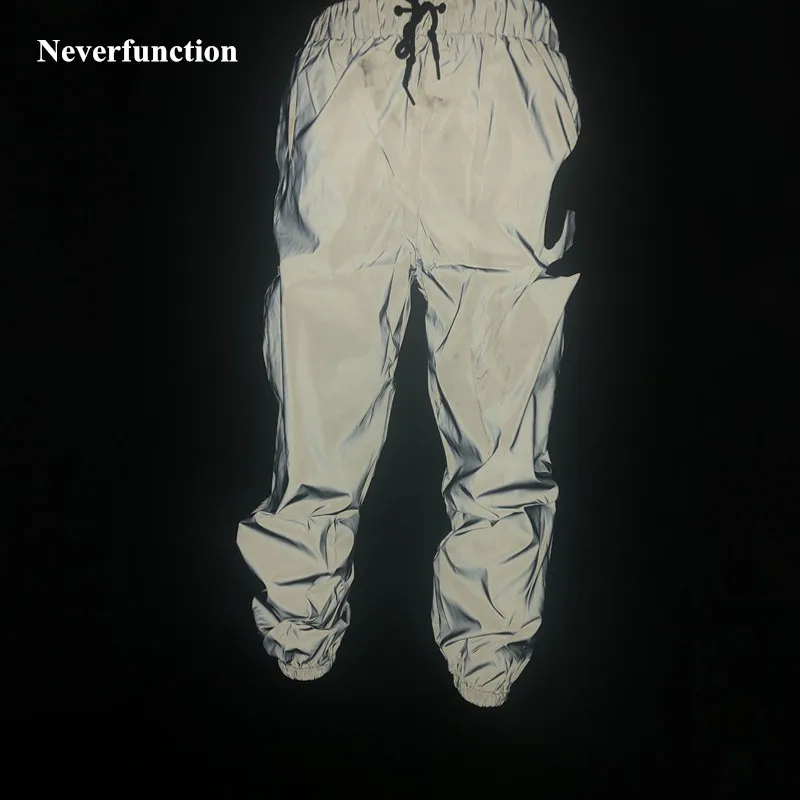 2023 New Men Streetwear Night Dance full reflective joggers Pants Harajuku waterproof Hip Hop Elastic waist sweatpants Trousers