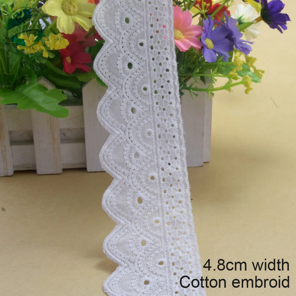 4.8cm larghezza 100% cotone ricamo bianco francese pizzo nastro tessuto Guipure fai da te trim ordito maglieria accessori per cucire #3176