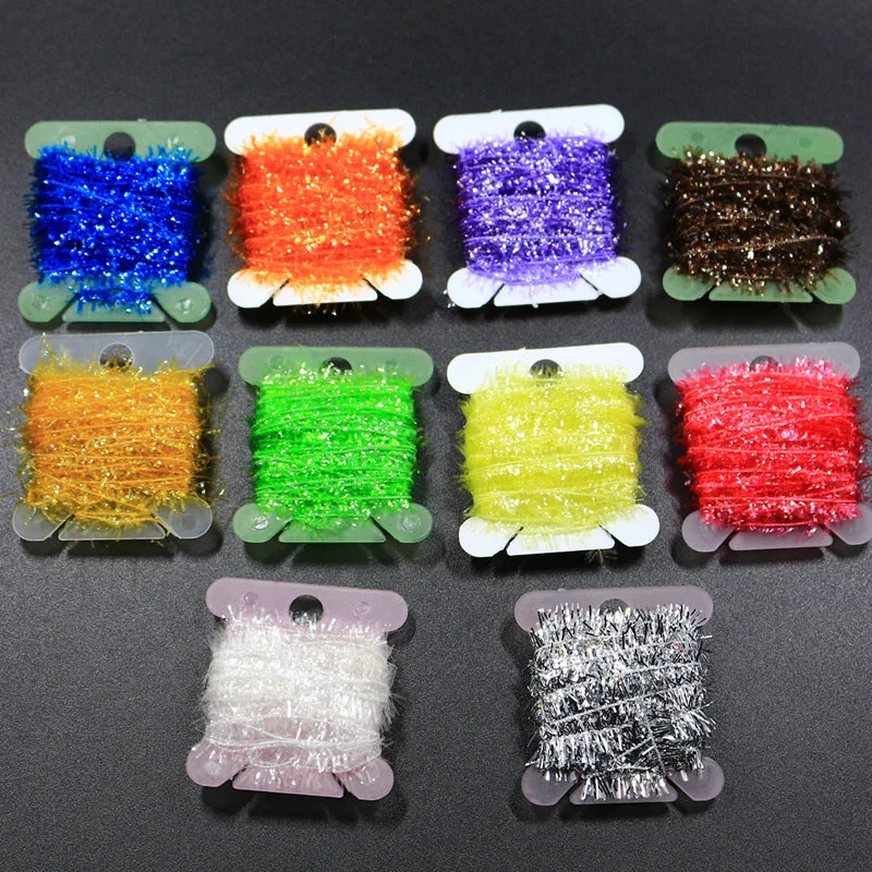 5cards set cactus Crystal Tinsel Chenille yarn 10optional colors 5meters/card Flash Cactus tinsel bonefish flies tying materials