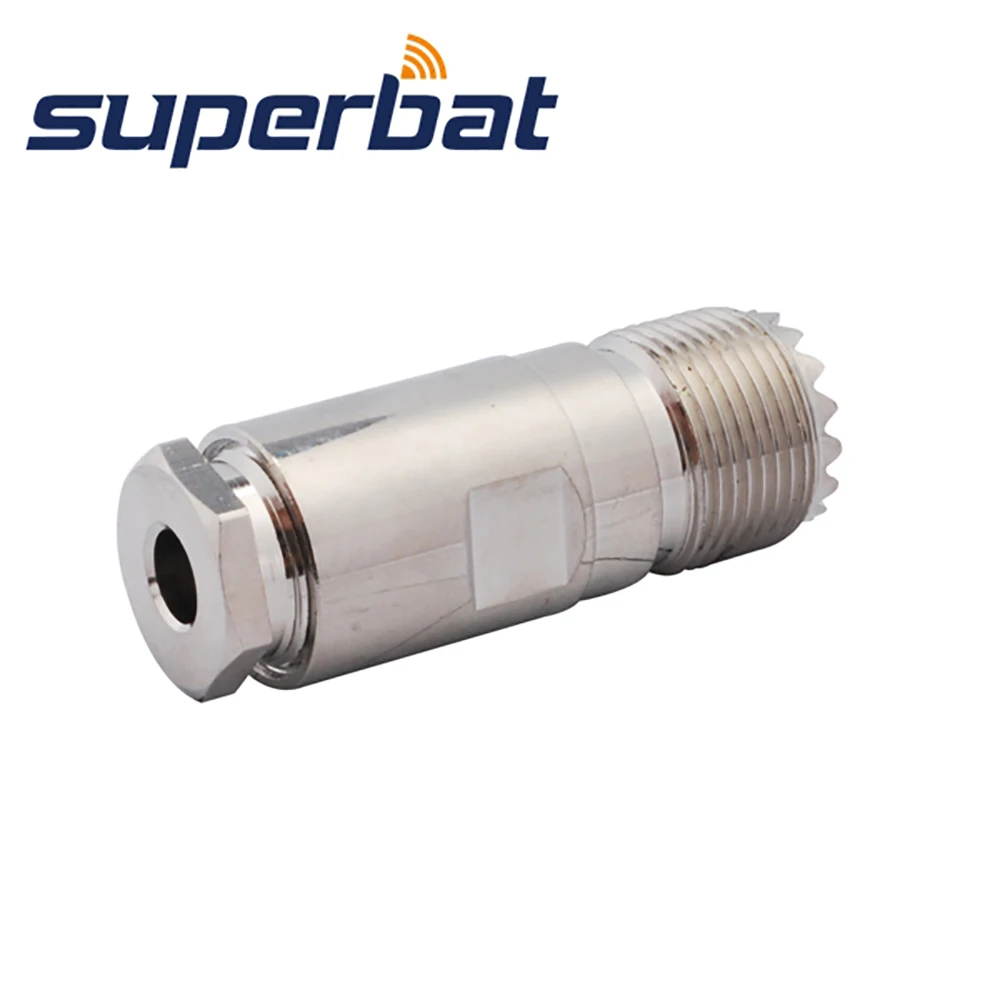 Superbat UHF SO239 Female 50 ohm Clamp Straight RF Coaxial Connector for Cable LMR195 RG58,RG400,RG142