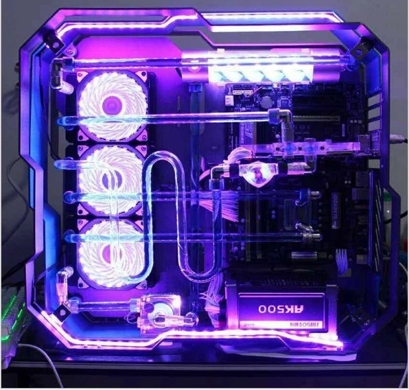 i7 7700k 8G/16GB 1T GX1080 ATX Desktop gaming computer PC with MOD full aluminum alloy double tempered glass Water cooling case