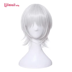 L-email wig Fate/Apocrypha Jack the Ripper Cosplay Wig FGO Cosplay 35cm White Short Wig with Bangs Heat Resistant Synthetic Hair