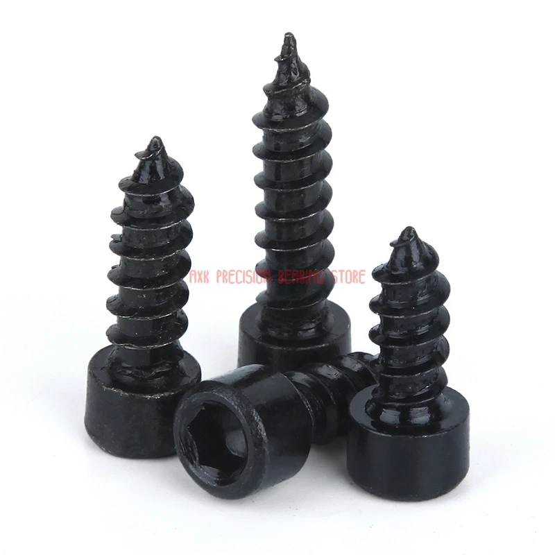 Drywall 100pcs M4 Carbon Steel With Black Hexagon Socket Cap Head Self Tapping Screw Model M4*(10/12/16/20/25/30/35/40/50) Mm