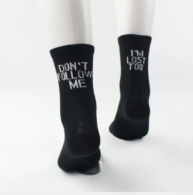 2018 new Hip hop Street skateboard Harajuku socks for men and women happy Meias dont follow me casual socks I am lost too