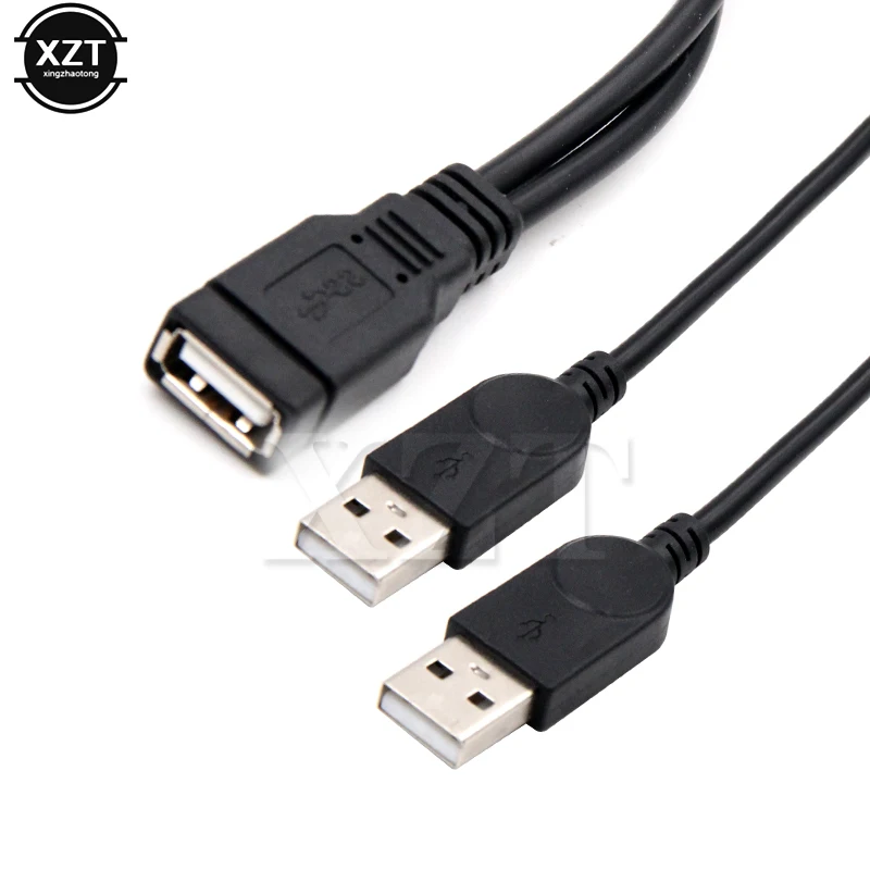 1pcs USB 2.0 Type Male to 2 Double Dual USB Female Y-Splitter Extension Cable HUB newest black