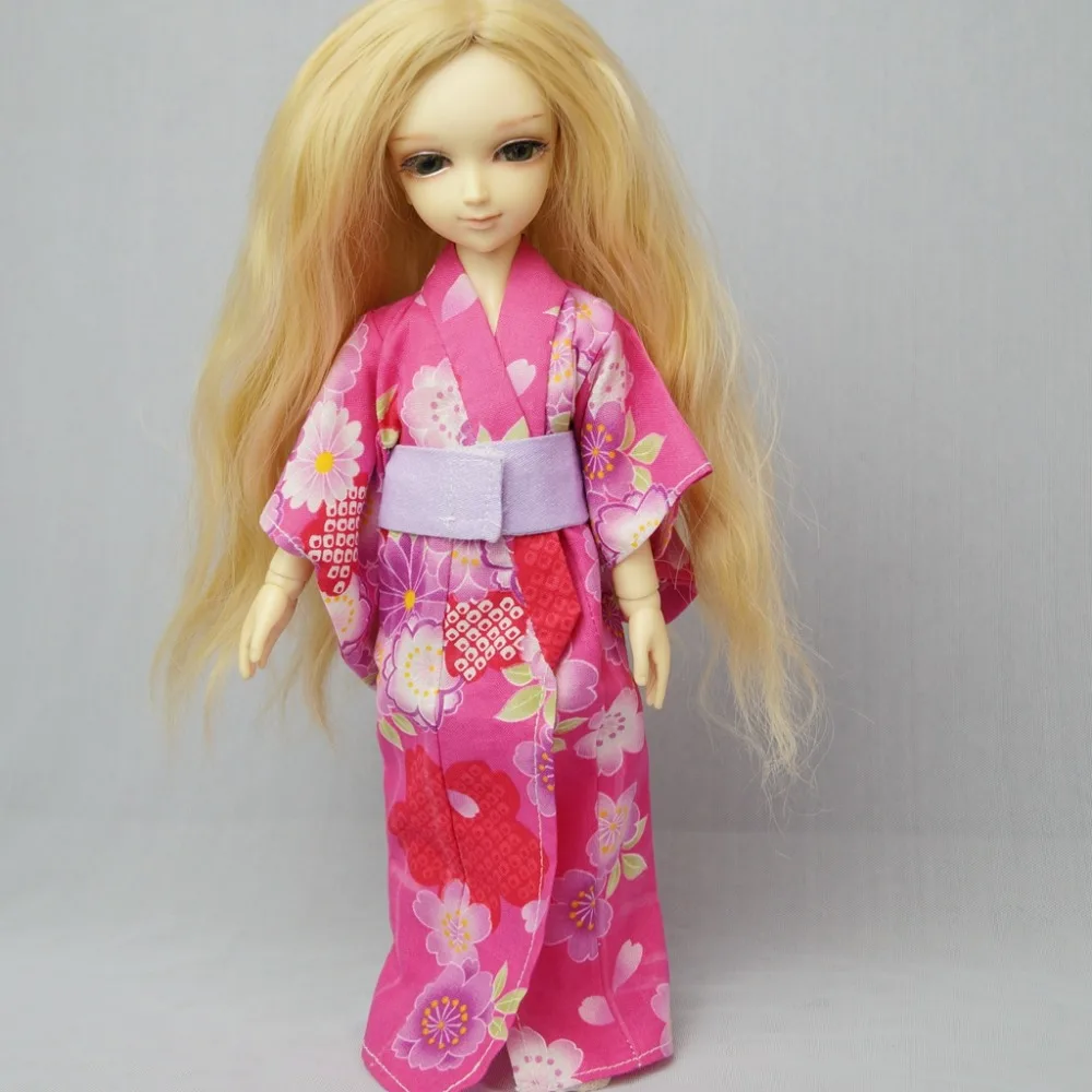 

OOAK Japan Style Peony Kimono Dress Outfits Clothing For 1/6 11" Tall Female BJD YOSD DK DZ AOD DD Doll Free Shipping