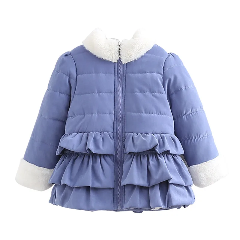 2024 Winter 2 3 4 -10 12 Years Teenager Children Outwear Plus Velvet Thickening Wadded Cotton Padded Kids Baby Girls Jacket Coat