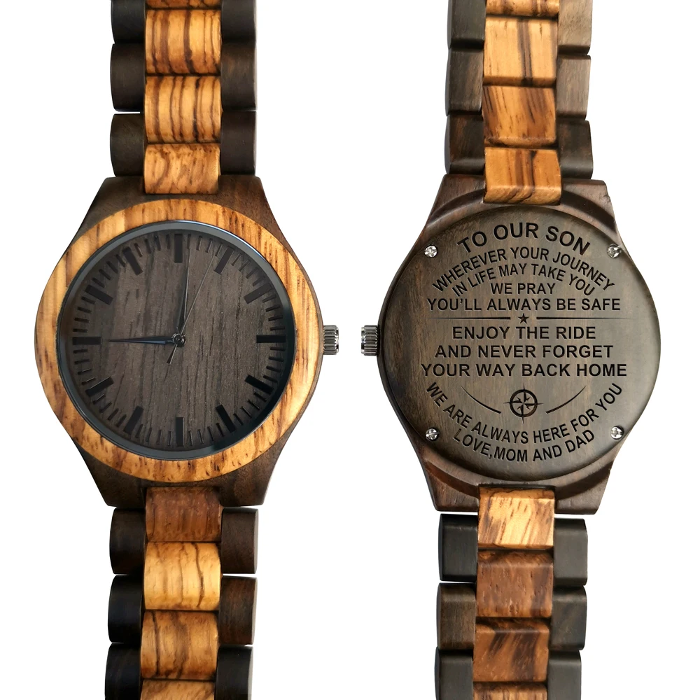 

FROM MOM AND DAD TO OUR SON ENGRAVED WOODEN WATCH WE ARE ALWAYS HERE FOR YOU