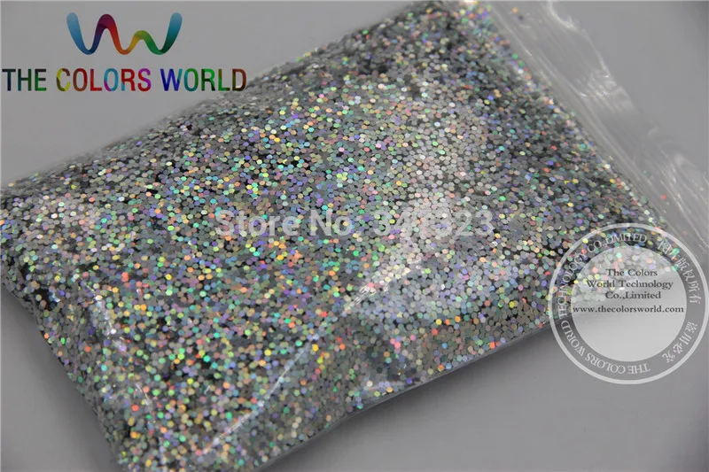 TCA101 Holographic Diamond Silver Color Hexagon Shape 1MM Size Glitter Sprinkling Sequins for nail art and other DIY accessories