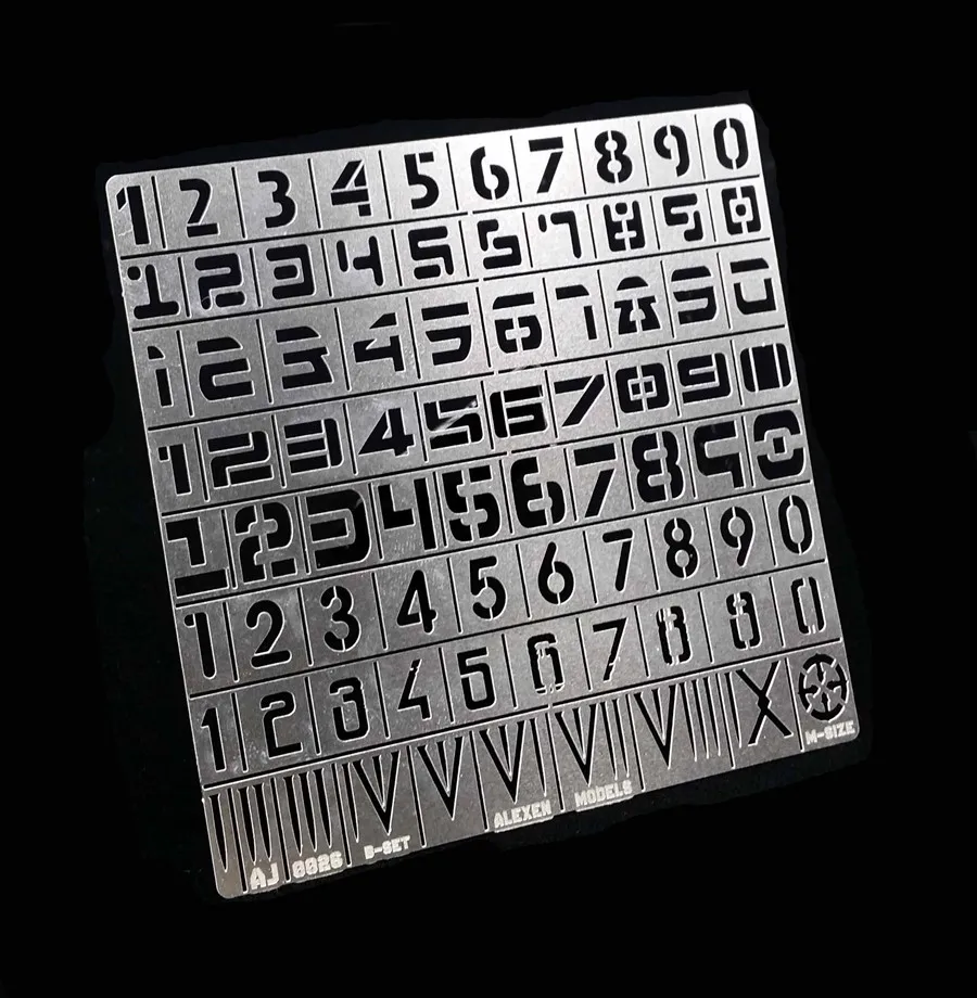 Plantilla de plantilla de número de equipo pesado a escala 1/100 1/35, herramientas de placa de pulverización de fugas para Kit de modelo militar Gundam # AJ0026