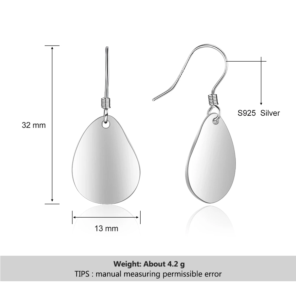 925 Sterling Silver Mirrored Metallic Earrings for Women Minimalist Dangle Drop Earrings S925 Silver Jewelry (Lam Hub Fong)