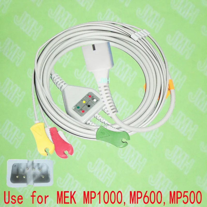 

Compatible with DB9 6pin MEK MP1000,MP600 and MP500 ECG Machine the one-piece 3 lead cable and clip leadwire,IEC or AHA.