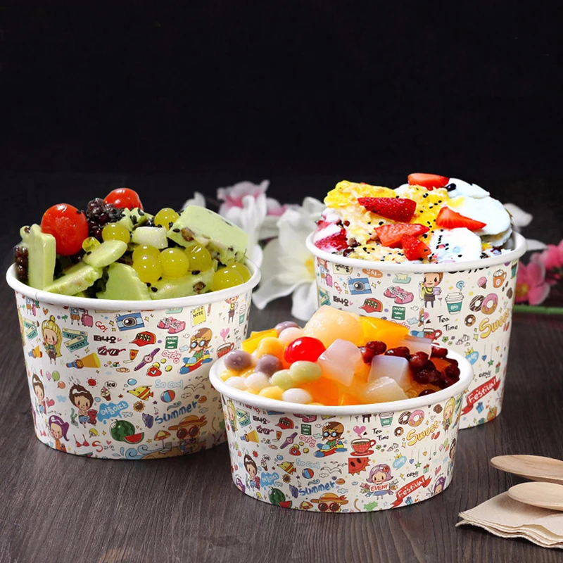 Cartoon Ice-cream Bowls, Disposable Snack, Takeaway, Fast Food Packing Tools, One-off Suppliers