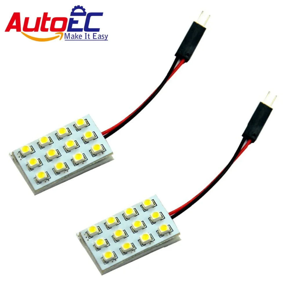 

AutoEC T10 Car Panel led Dome Light 12 SMD 1210 3528 LED Reading Interior light with F T10 ba9s Festoon 100pcs/lot #LL01