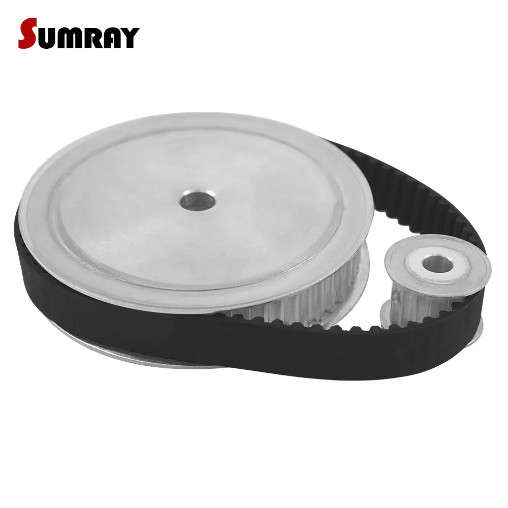 

HTD5M 15T 60T Timing Pulley Belt Kit Reduction 1:4 100mm Center Distance 5M-400 Tooth Belt Pulley Set for 3D Printer