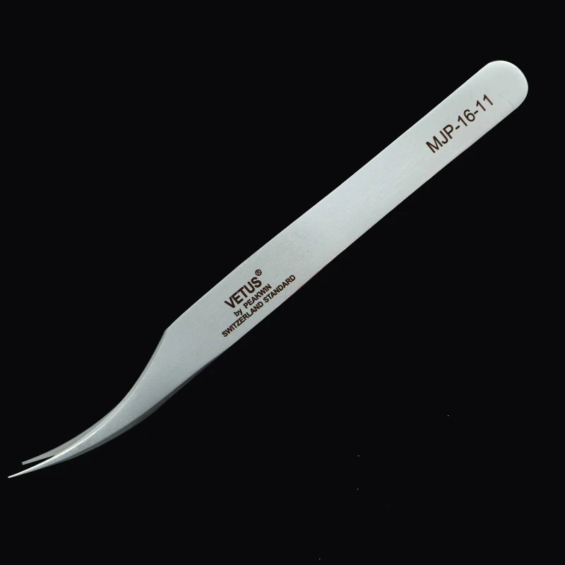 Vetus Ultra Rigidity Curved Tweezers Of Dolphin Design Fine Point Anti-Static Stainless Steel Tweezers