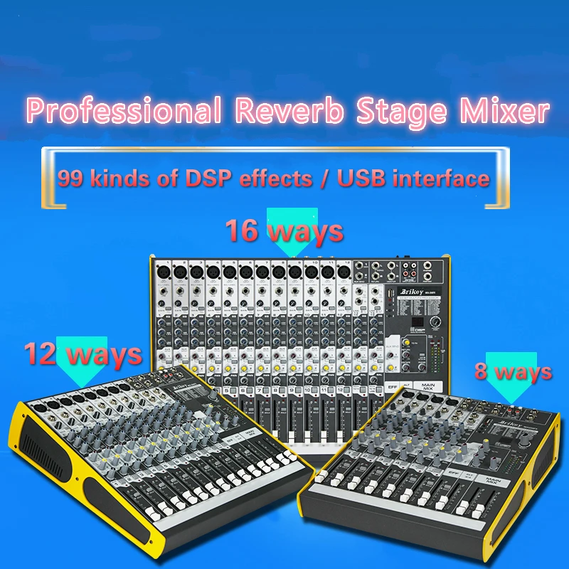 

8CH*30W 12CH*35W 16CH*35W MIXER With USB stage mixer Amplifier audion DJ Public stage tuning Party mixer with multiple links