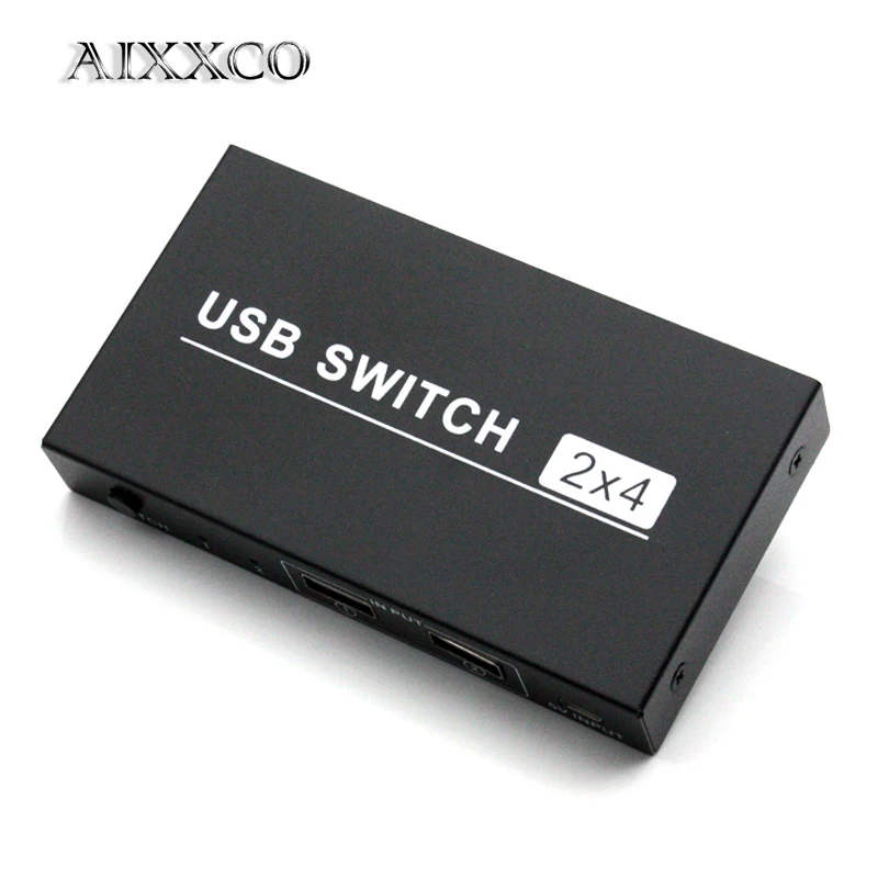 

Переключатель AIXXCO USB, 2 компьютера, 4 USB-устройства, USB 2,0