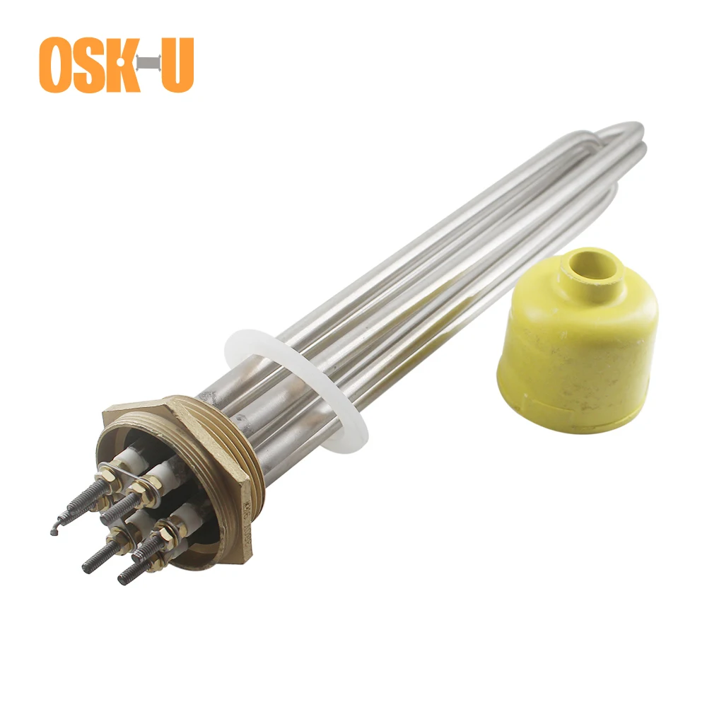 

DN50 2" Threaded Electric Immersion Water Heater Element Stainless Steel 380V 58mm Thread Water Heater Parts 6KW/9KW/12KW