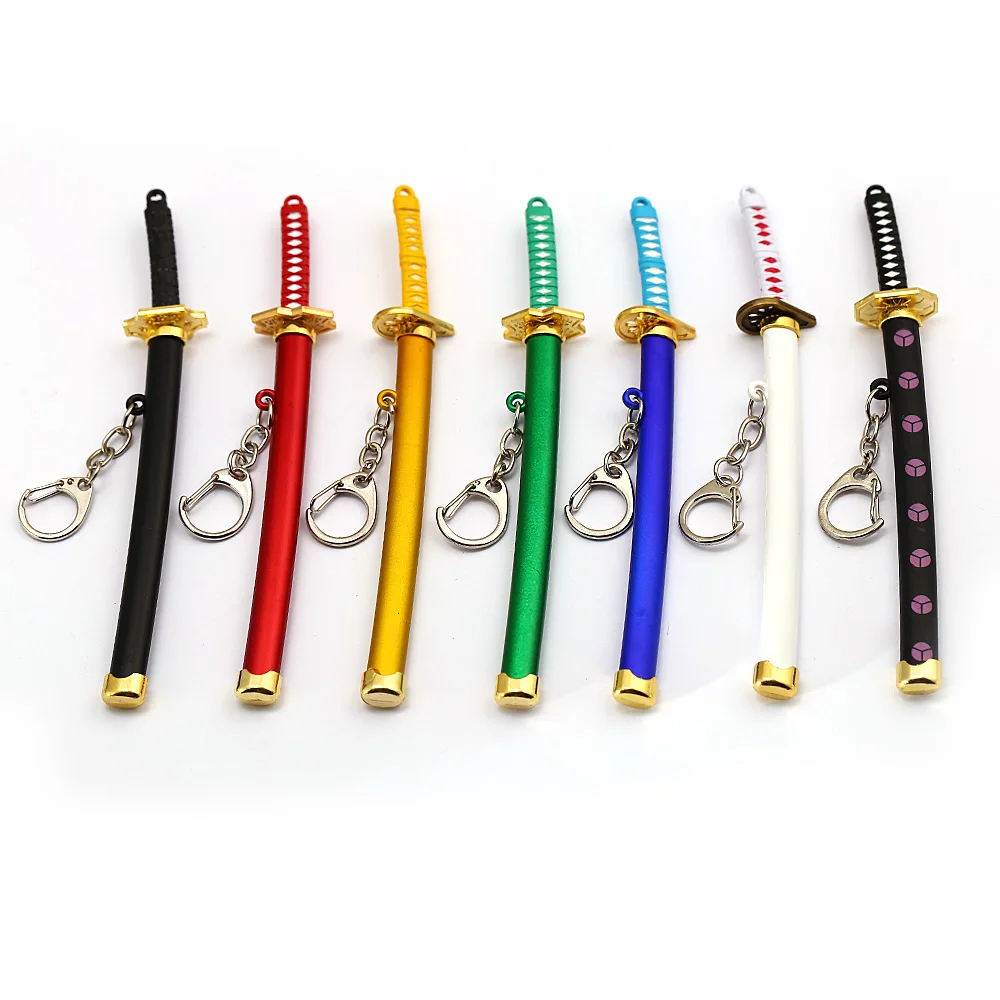 15 CM One Piec Keychain Roronoa Zoro Sword Buckle With Toolholder Scabbard Katana Sabre Toy Alloy Keyring llaveros Key Chain