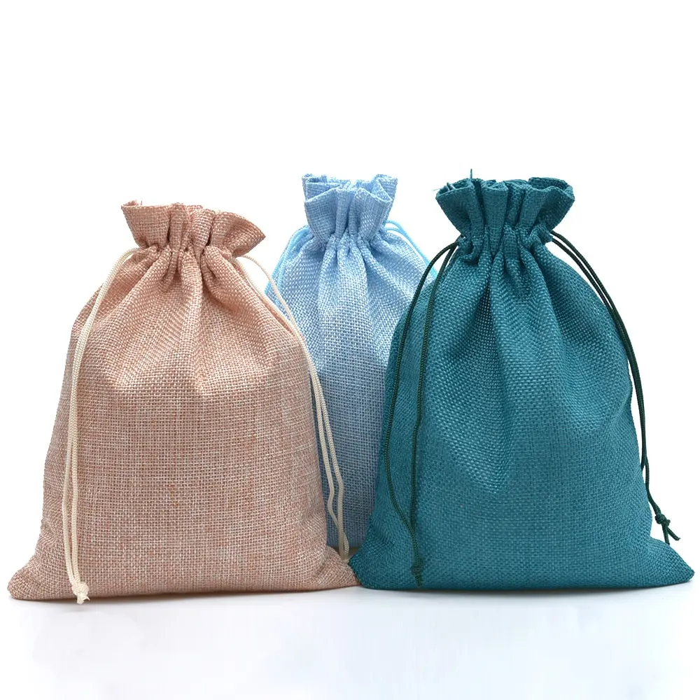 

50pcs 17x23cm Jute Drawstring Bags Wedding Favor Jewelry Packaging Bag for Craft Coffee Beans Storage Linen Jute Gift Bag