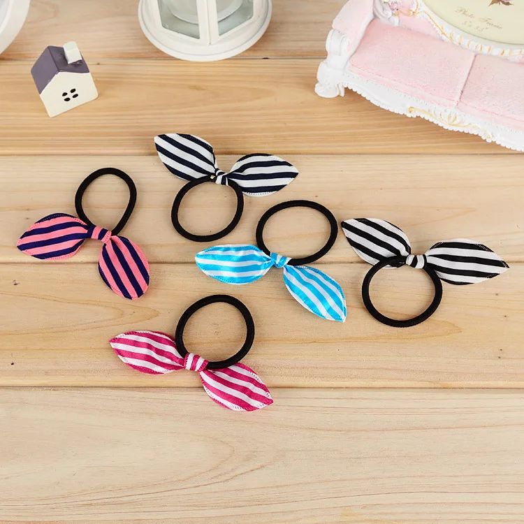 6pcs/lot Small Rabbit Ears Scrunchy Mini Elastic Hair Band Ties Little Girls Hair Accessories Headdress Rubber Bands