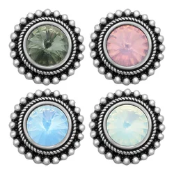 New Beauty Round 7colors rhinestone metal 18mm snap buttons  fit 18mm snap jewelry wholesale KZ3272