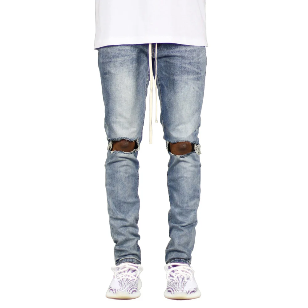 

New Men's Ripped Side Ankle Zipper Skinny Stretch Fashion Jeans