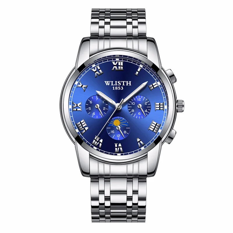 2019 Wlisth Top Brand Men Lige Fashion Sport Quartz Clock Mens Black Steel Watch Luxury Business Waterproof Relogio Masculino