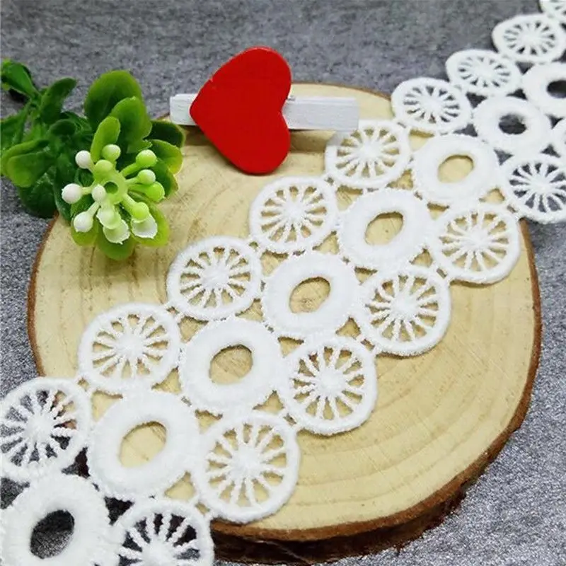 1/2/5 Yards Circle Dot Wheel Lace  Trim Ribbon Tape 40MM Wedding Embroidery Sewing African Lace Fabric DIY Craft Decoration