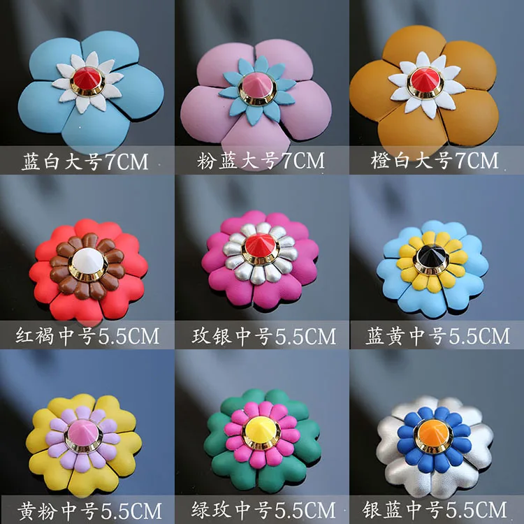 3D Handmade pu skórzane kwiaty naszywki na torby kapelusze buty DIY szyć na skórzane parches zroszony kwiatowy aplikacja łatka
