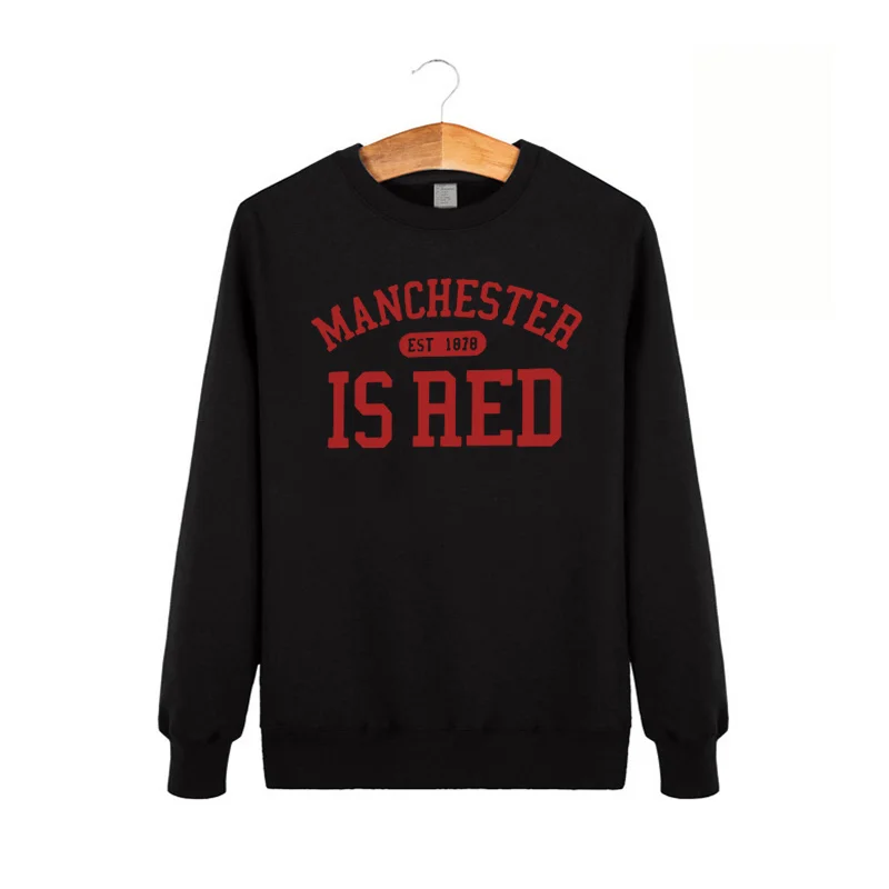 Großbritannien Rot Brief Gedruckt Baumwolle Langarm Sweatshirt O Neck Männer Manchester Tops Plus Größe